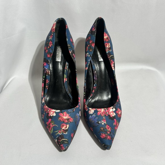 Schutz Gilberta Floral Pointed Toe Pumps Blue Pink Stiletto Heels 8B Silky - Picture 3 of 8